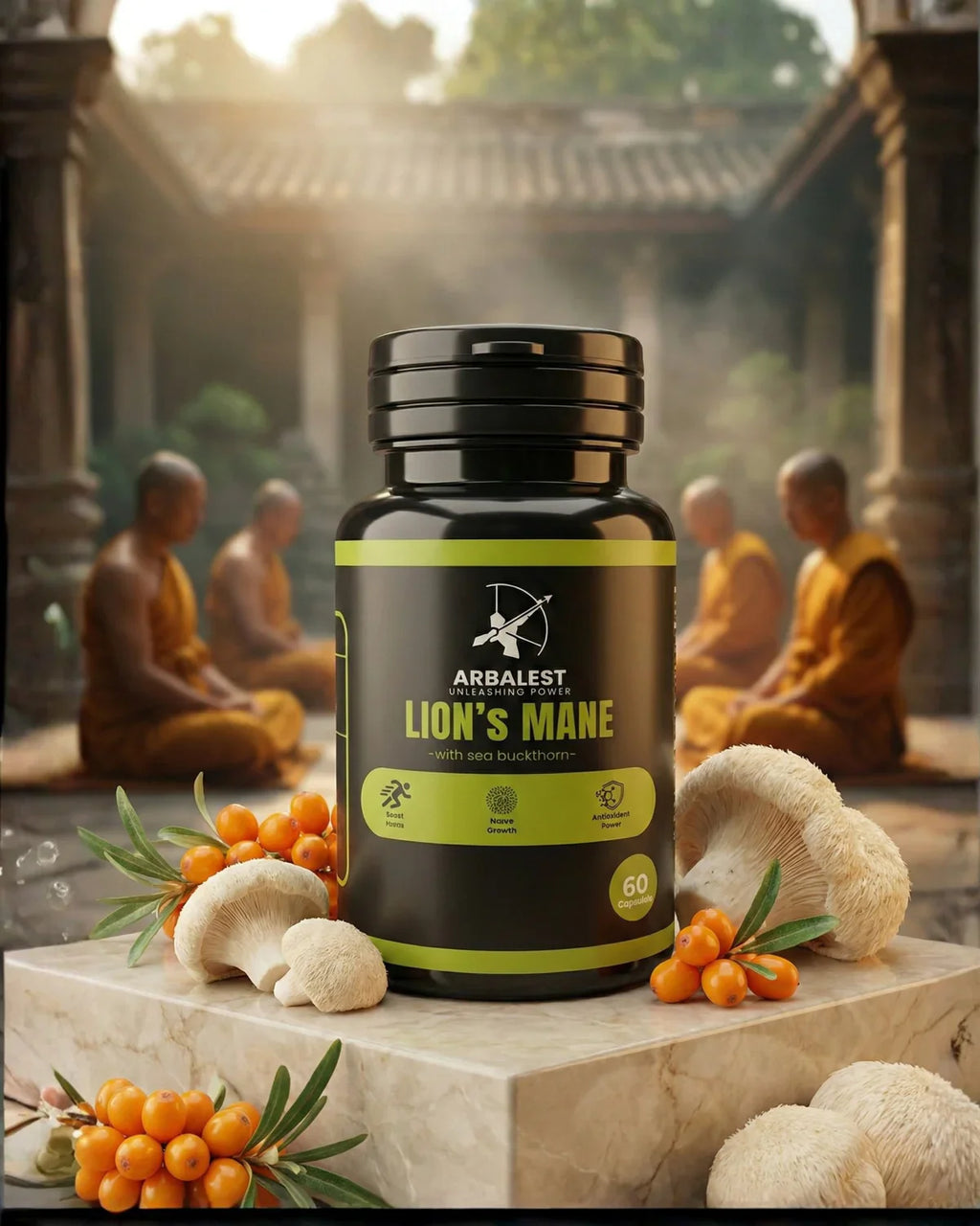 Lion’s Mane Mushroom with Sea Buckthorn | 60 Capsules